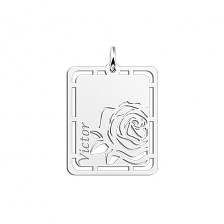 Namensanhänger Motiv Rosen aus Silber mit Gravur
