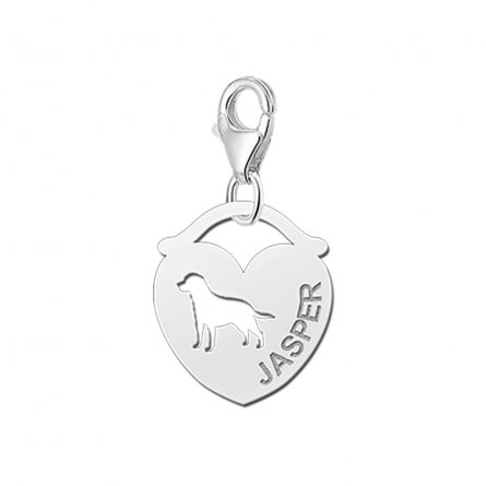 Herz Tier-Namen Charm-Anhänger Hund aus Silber mit Gravur